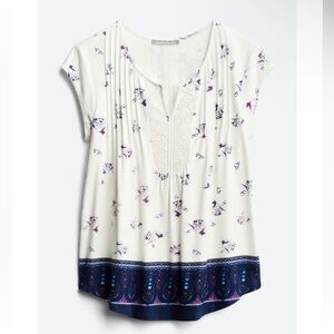 Daniel Rainn Nyka Pleated and Crochet Detail Knit Top